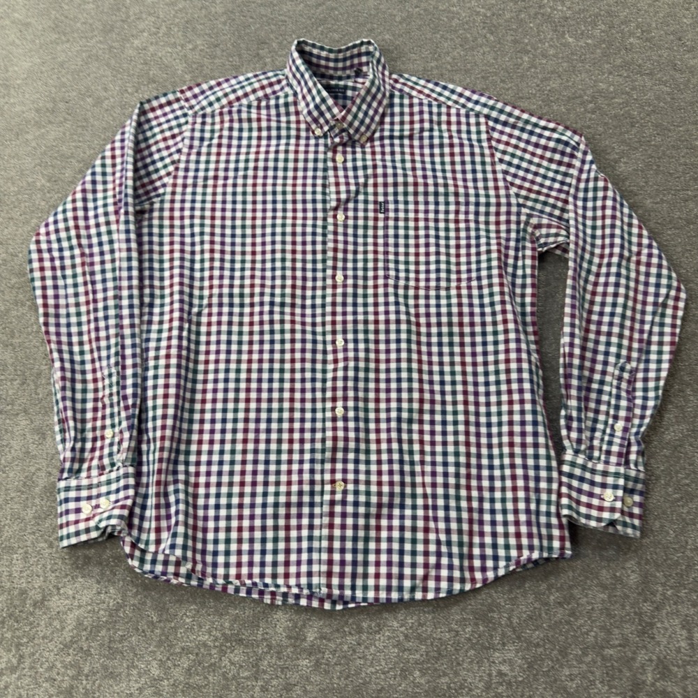 Barbour‎ Button Down Shirt Mens L Multi Gingham Bibury Tailored Fit MSH3225PU32
